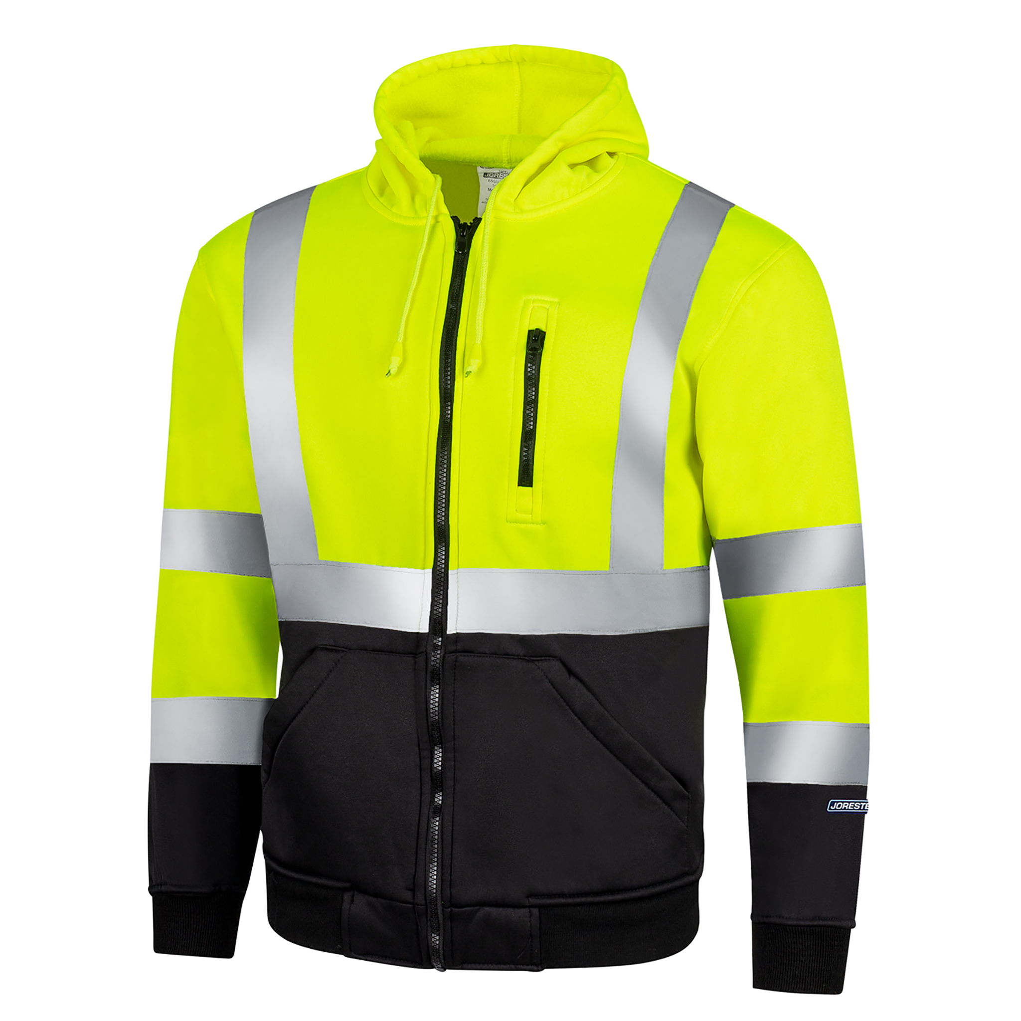Hi-Vis Safety Hooded Sweatshirt with Reflective Stripes